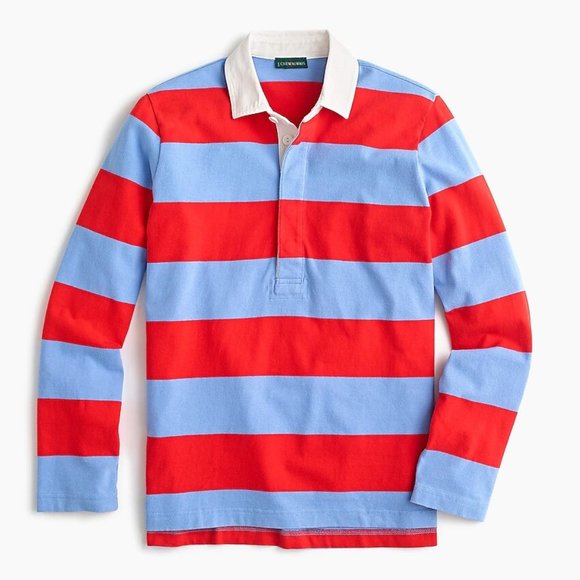 J. Crew Tops - J. Crew 1984 Rugby Shirt Blue/Red Stripe Sz S